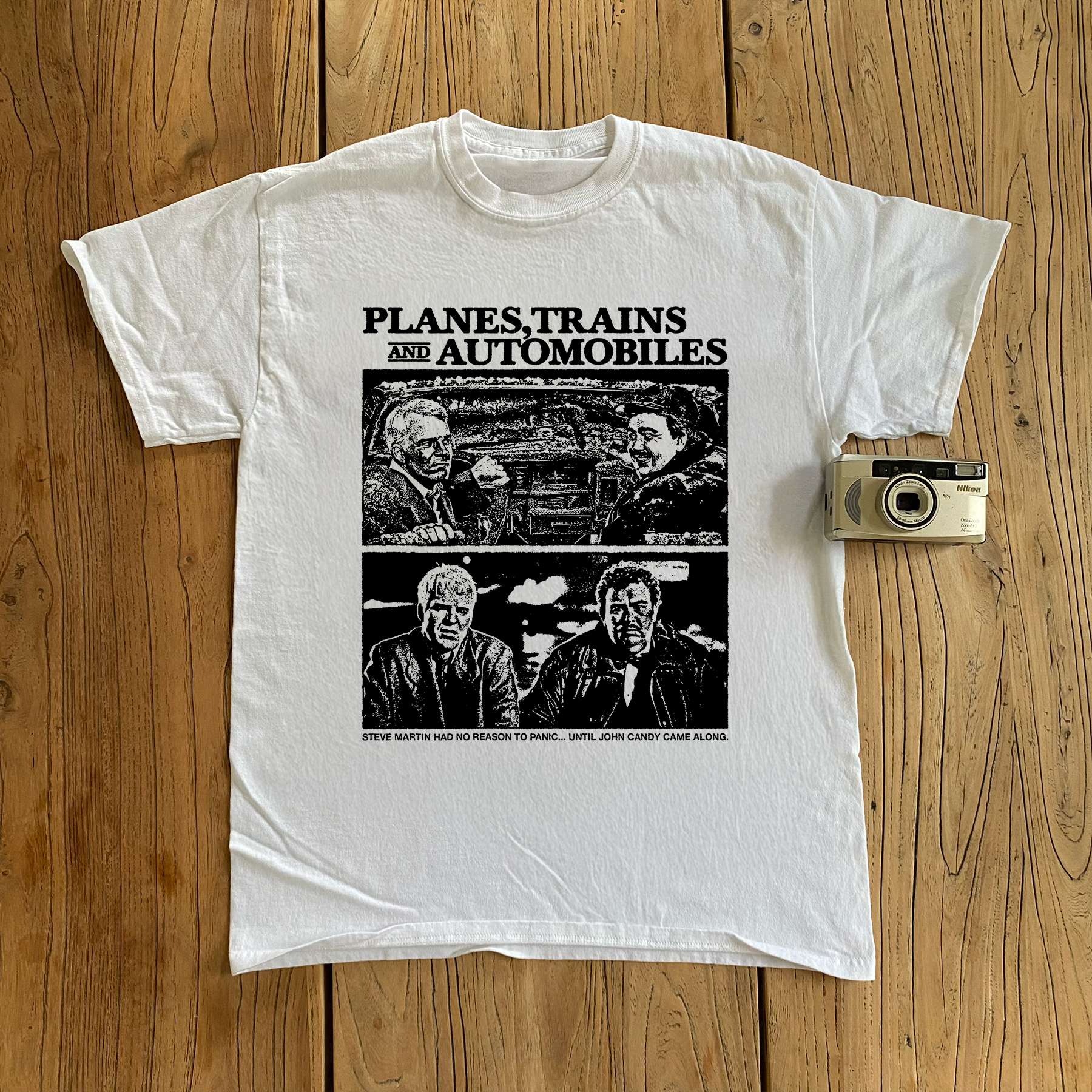 PLANES, TRAINS, AND AUTOMOBILES WHITE T-SHIRT