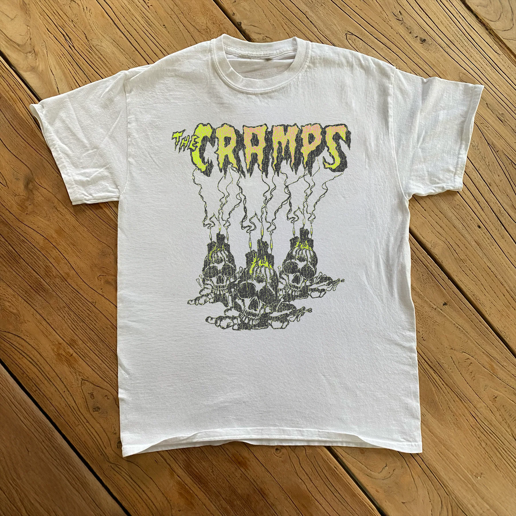 THE CRAMPS SKULL WHITE T-SHIRT